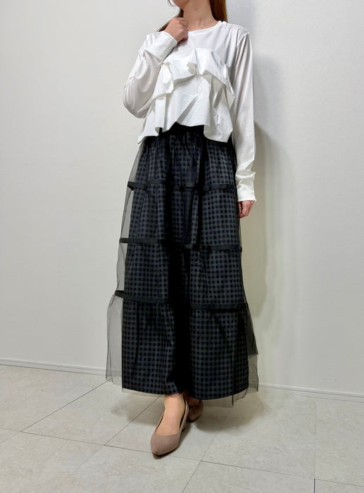 【hunch】チュール×Tプリントフレアスカート_WQN5274